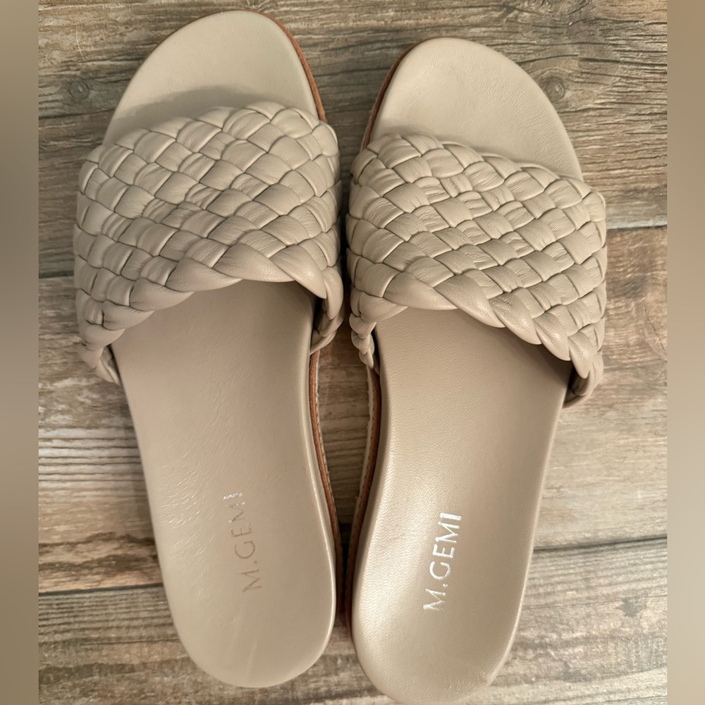 M. Gemi Women's Cream Slide Sandals - braided. Size 40.5.